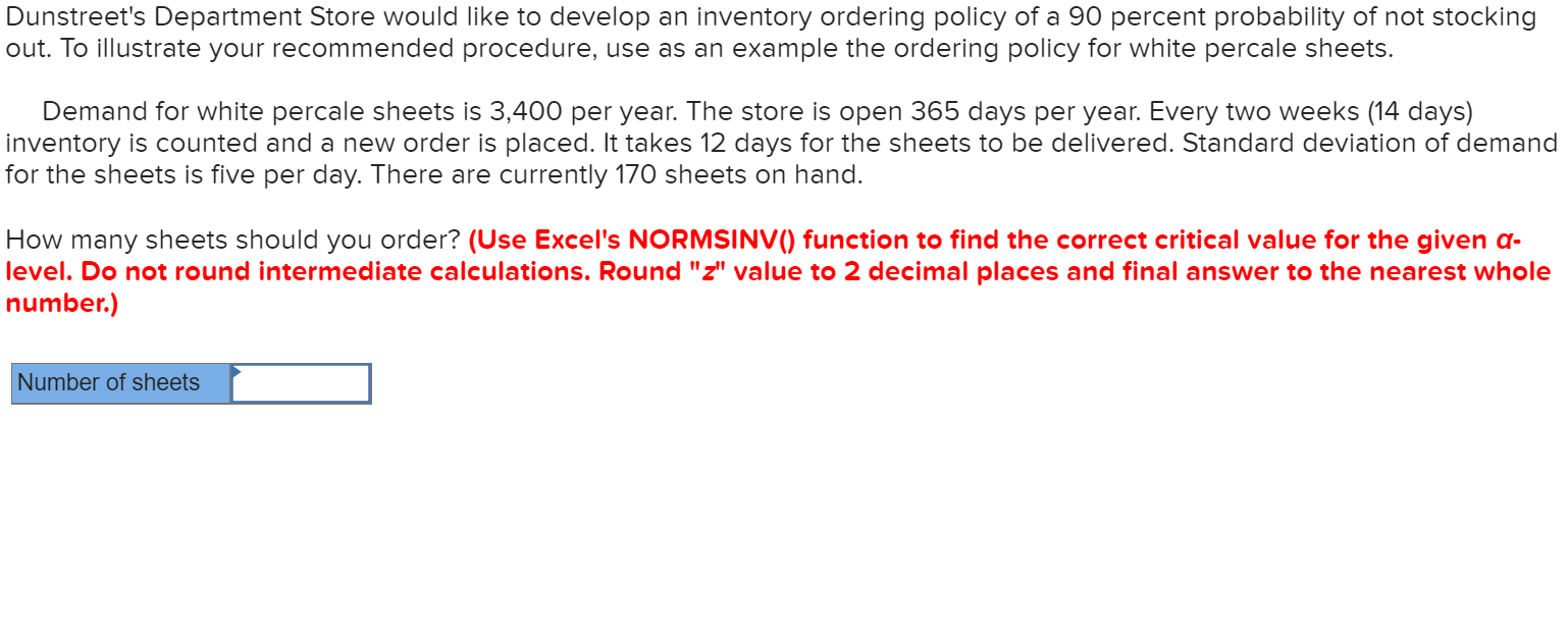 Dunstreet's Department Store would like to