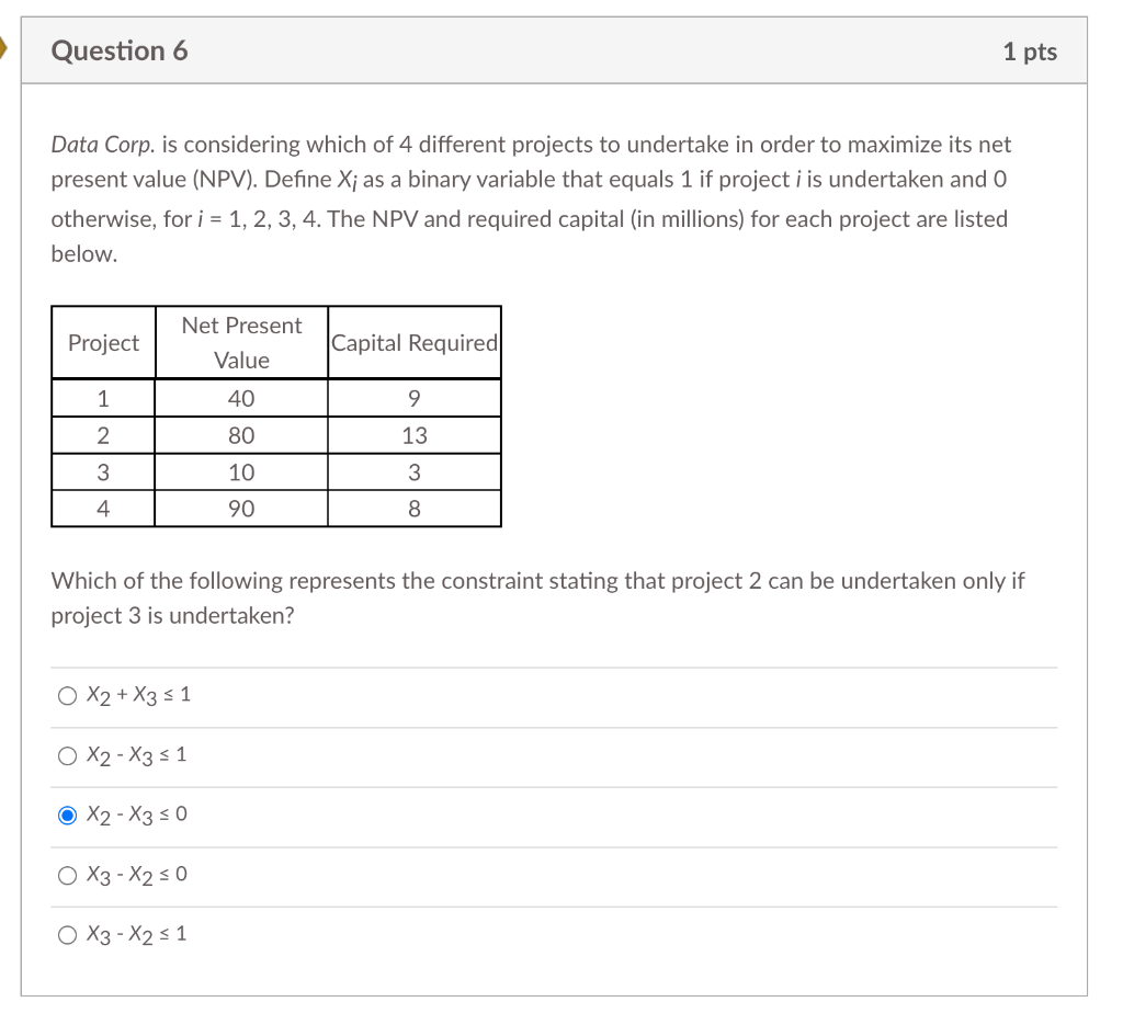 Data Corp. is considering which of 4 different