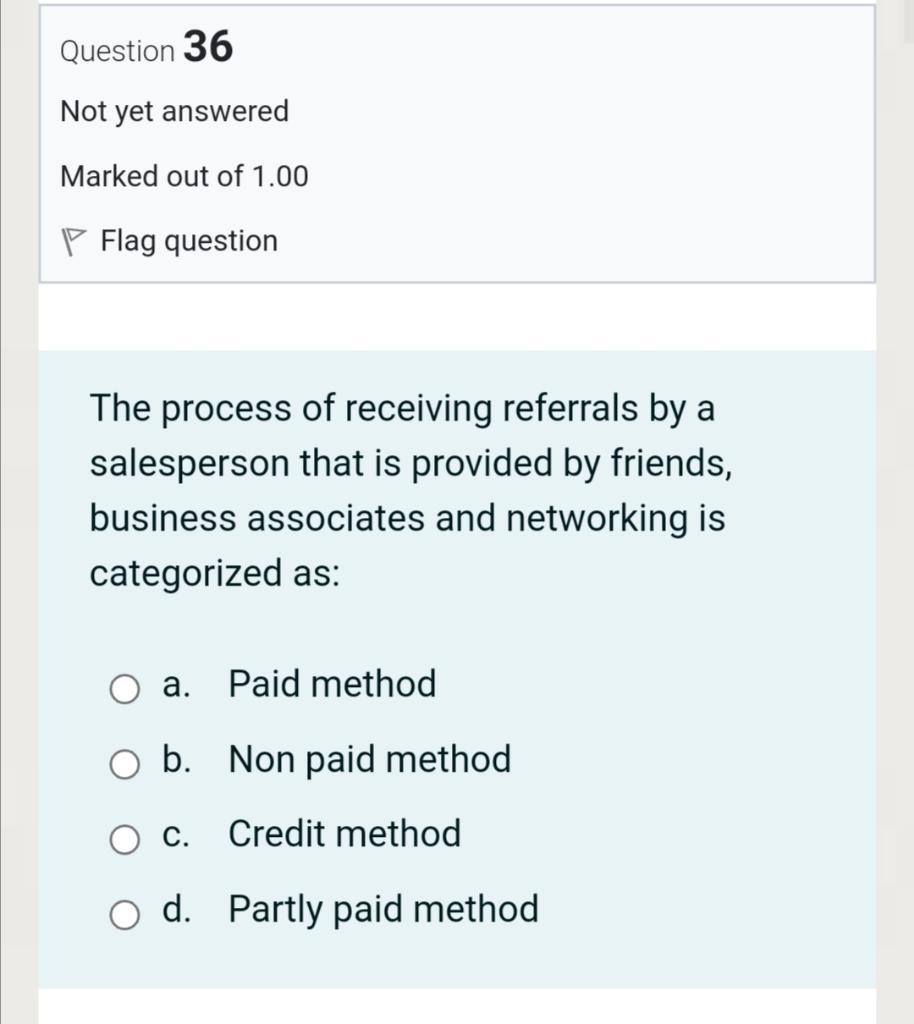Question 40 Not yet answered Marked out of 1.00 P