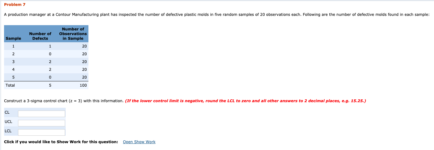 Problem 7 A production manager at a Contour