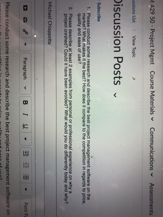 question 1 1429 50 - Project Mgmt Course