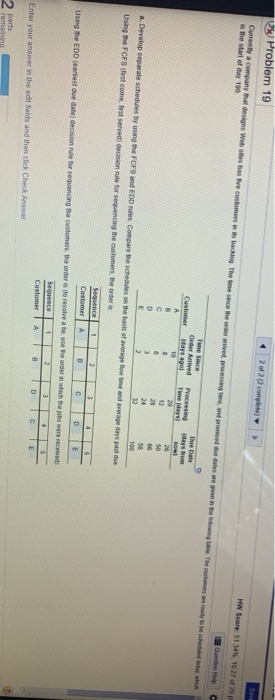 need correct answers of EDD and FCFS AVERAGE FLOW