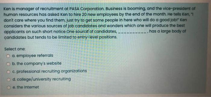 Ken is manager of recruitment at PASA