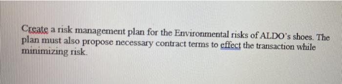 Create a risk management plan for the