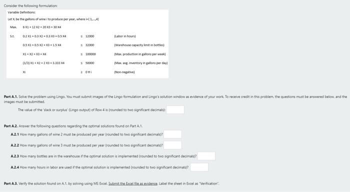 Consider the following formulation variable