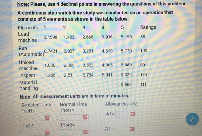 URGENT! Note: Please, use 4 decimal points in