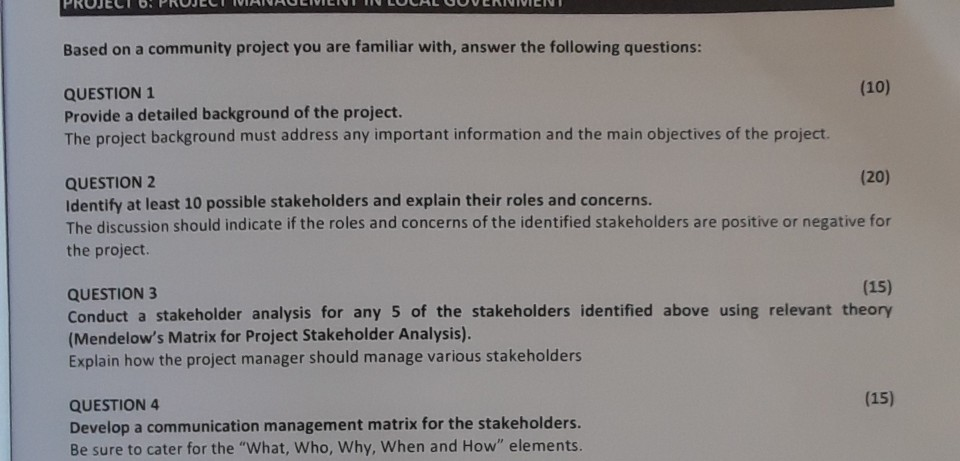 Based on a community project you are familiar