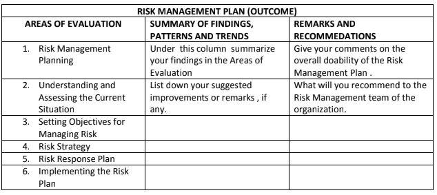 Create a Risk Management Outcome Plan, A 5 Year