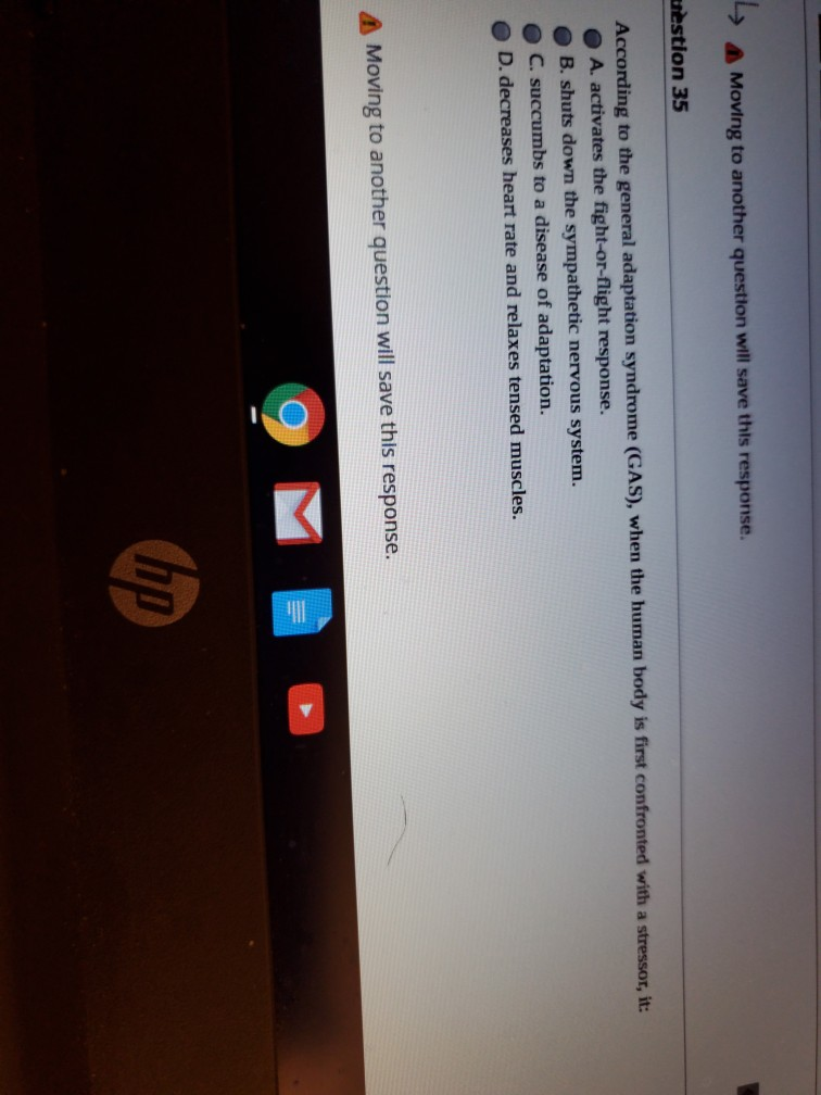 Moving to another question will save this