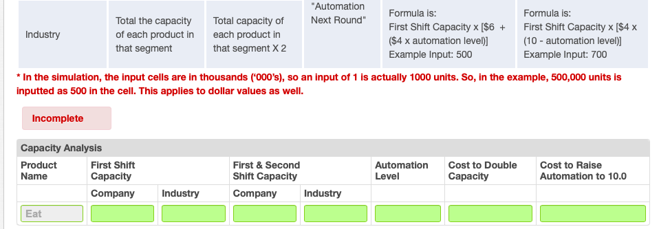 help solve this problem. Capacity Analysis Being