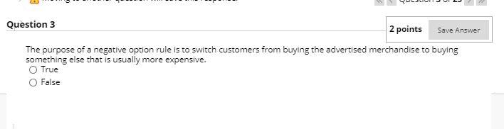 Question 3 2 points Save Answer The purpose of a