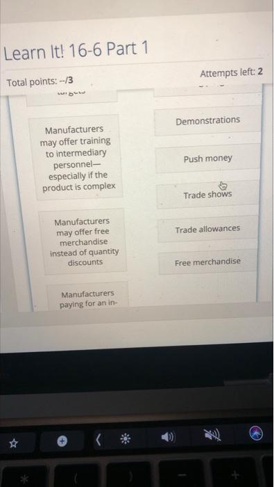 Learn It! 16-6 Part 1 Total points:--/3 Attempts