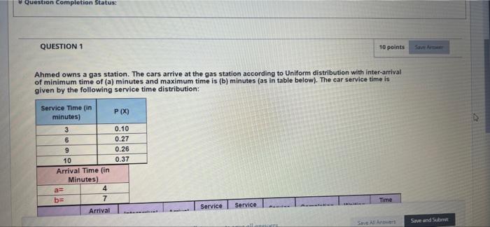Question Completion Status: QUESTION 1 10 points