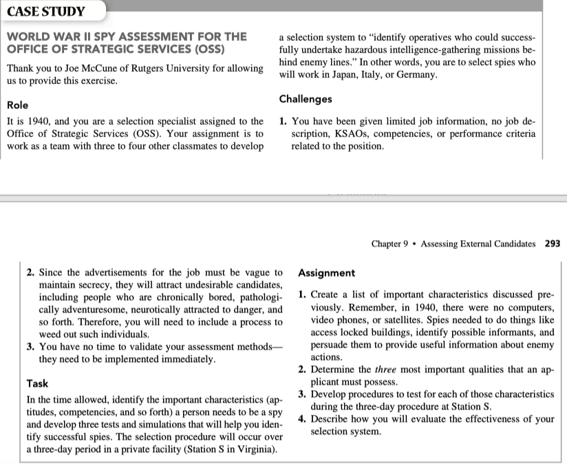 CASE STUDY WORLD WAR II SPY ASSESSMENT FOR THE a
