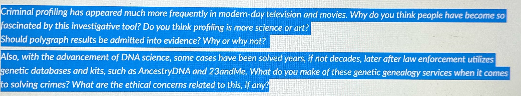 Criminal profiling has appeared much more