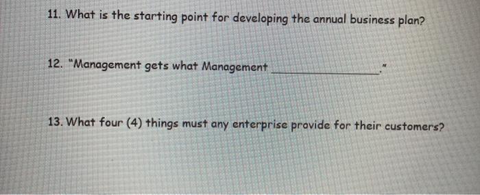 11. What is the starting point for developing the