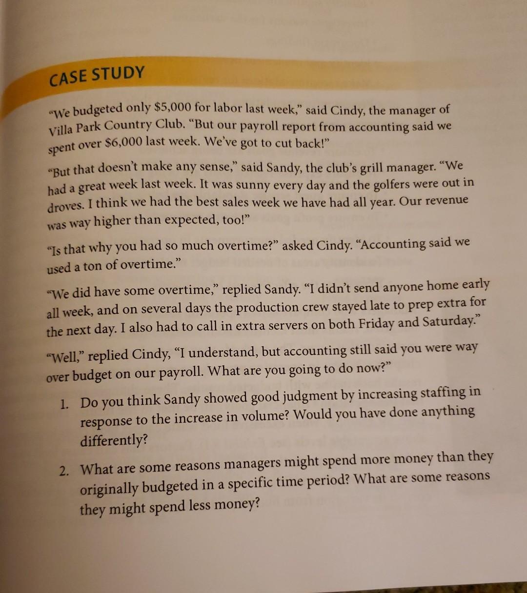 read case study and only answer question number