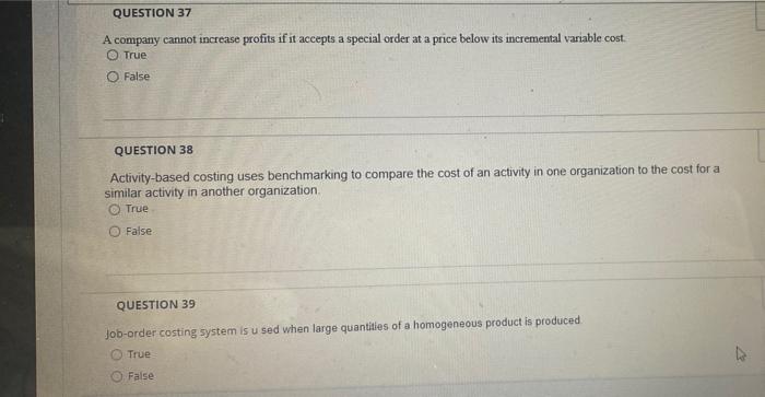 QUESTION 37 A company cannot increase profits if