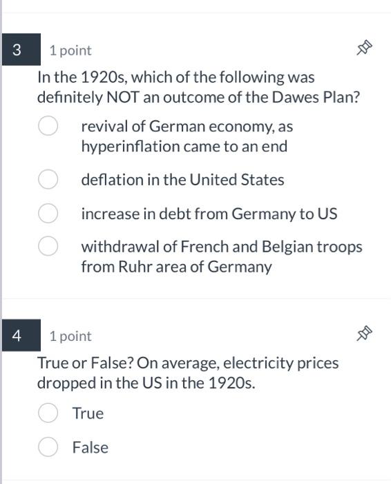 PLEASE ANSWER BOTH 3 1 point In the 1920s, which