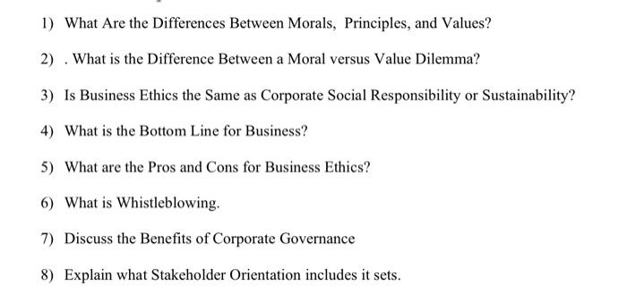 1) What Are the Differences Between Morals,