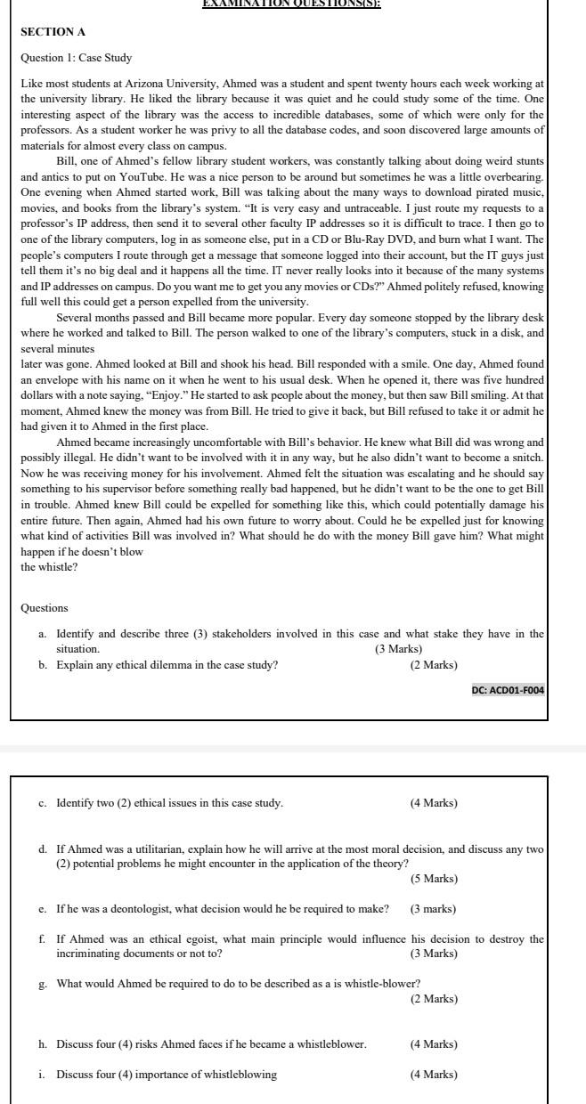 SECTION A Question 1: Case Study Like most