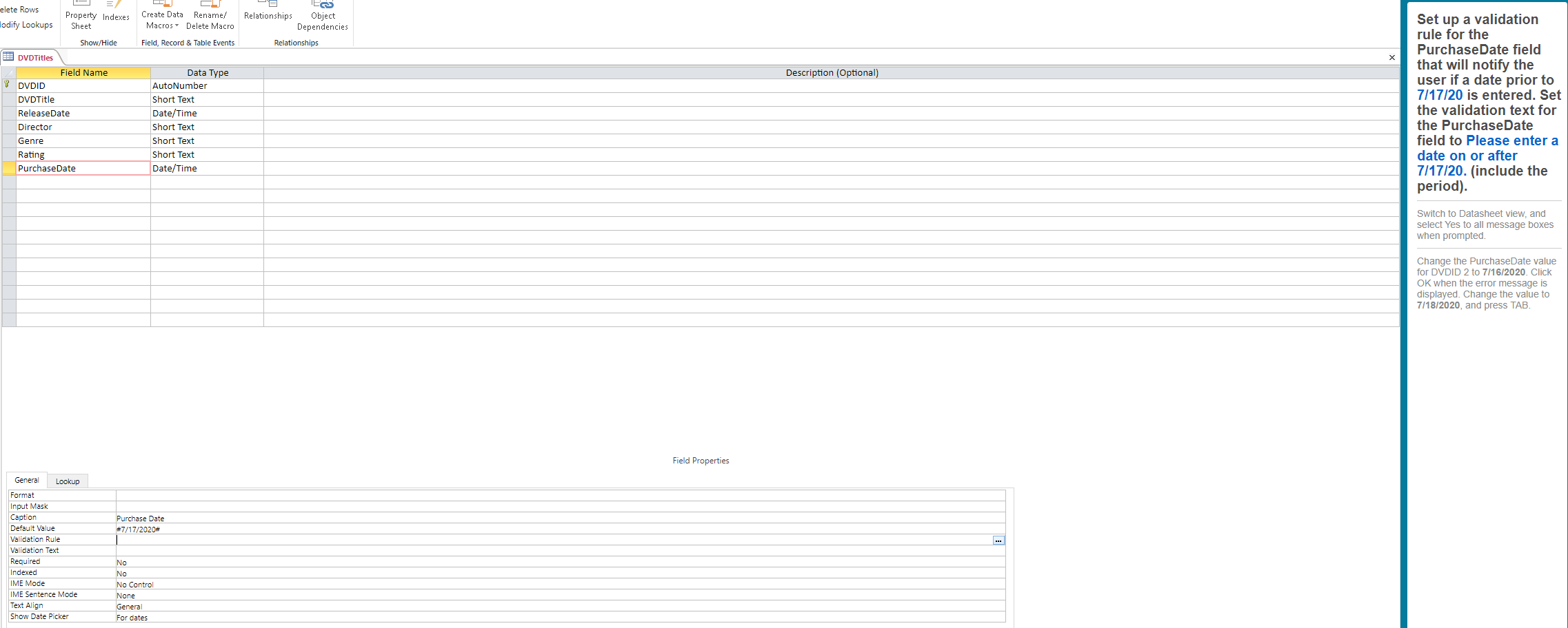 How do I Set up a validation rule for the