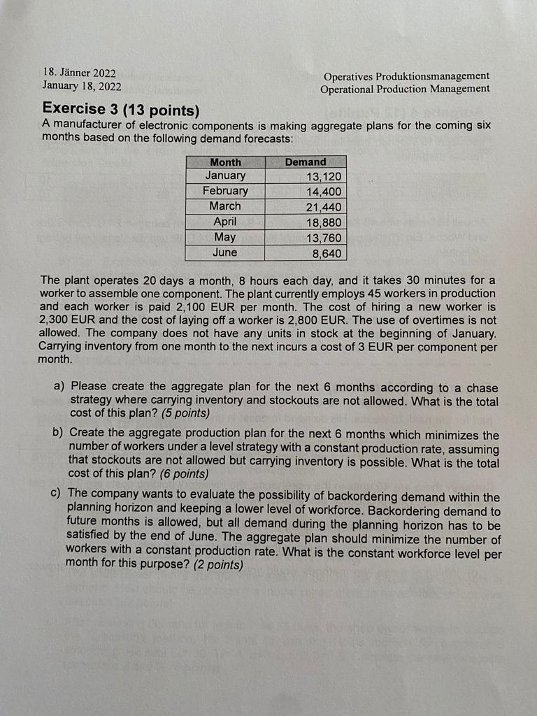 18. Jnner 2022 Operatives Produktionsmanagement