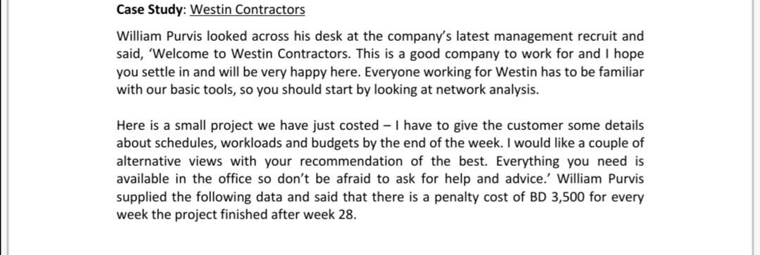 Construct a network for this problem. Case Study: