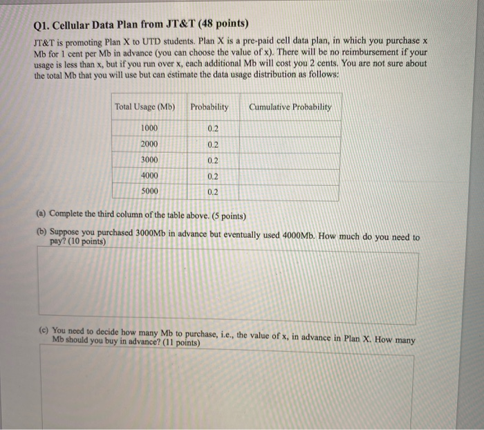 can u answer d and e part please Q1. Cellular