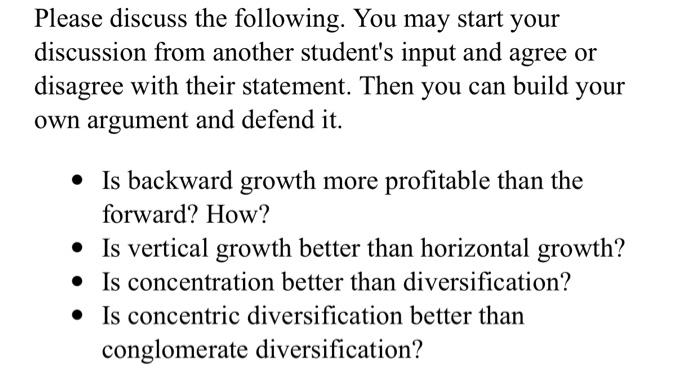 Please discuss the following. You may start your