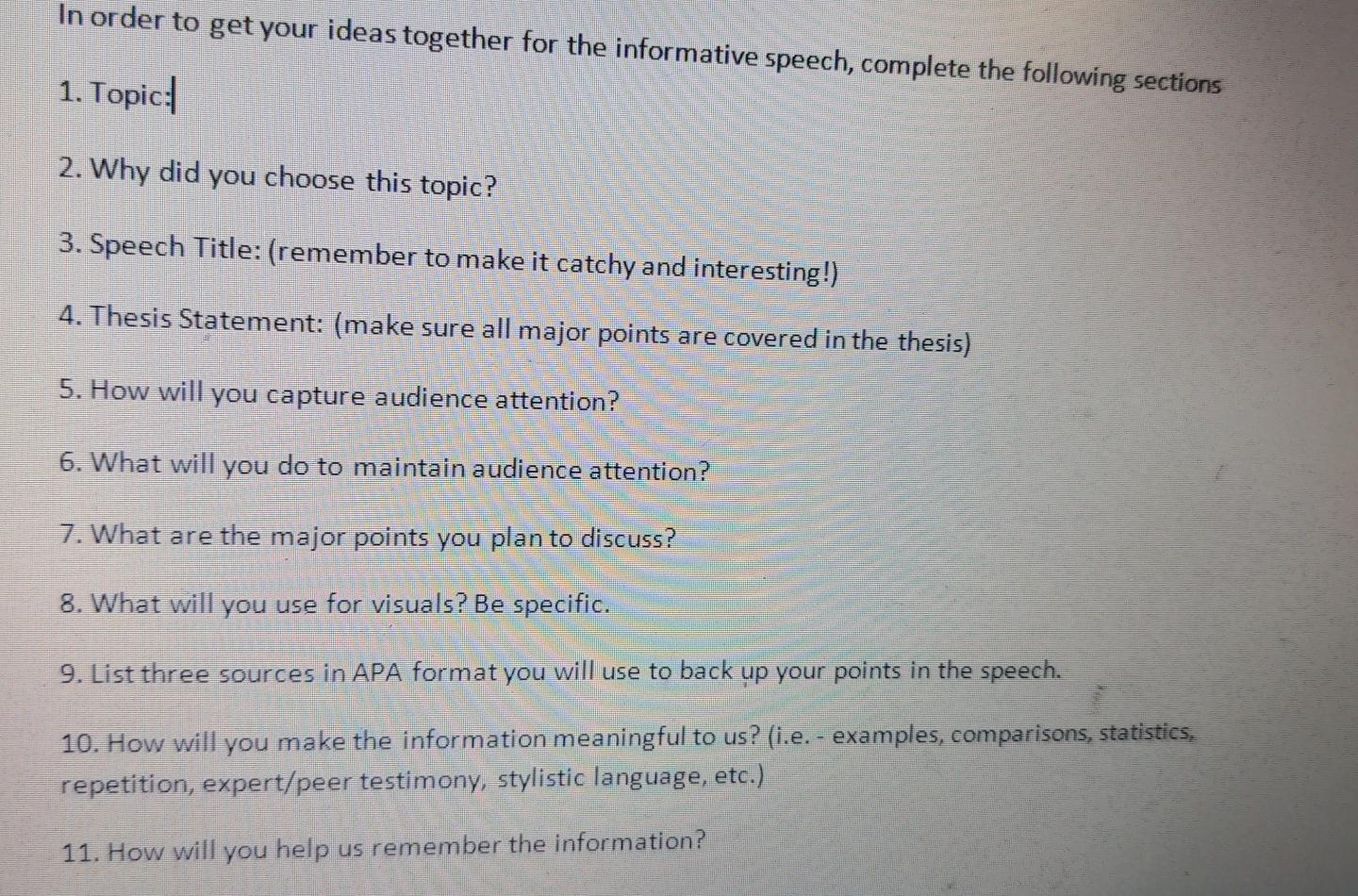 Can you make me an informative speech plan on the