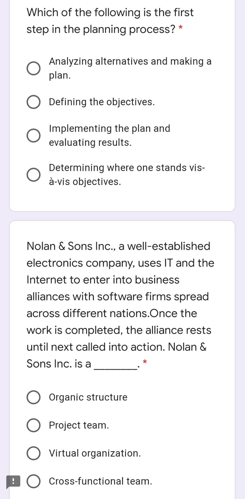 Which of the following is the first step in the