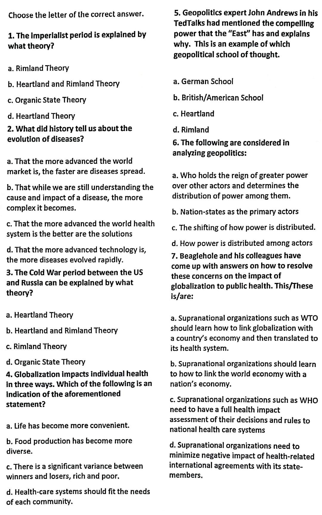 Choose the letter of the correct answer. Choose