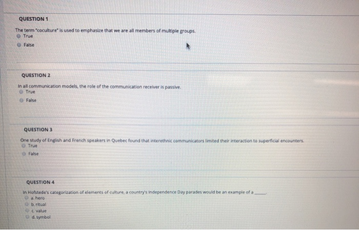 QUESTION 1 The term "coculture is used to