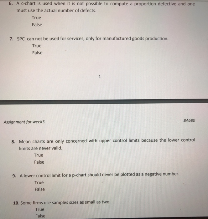 How to answer 6-10 6. A C-chart is used when it