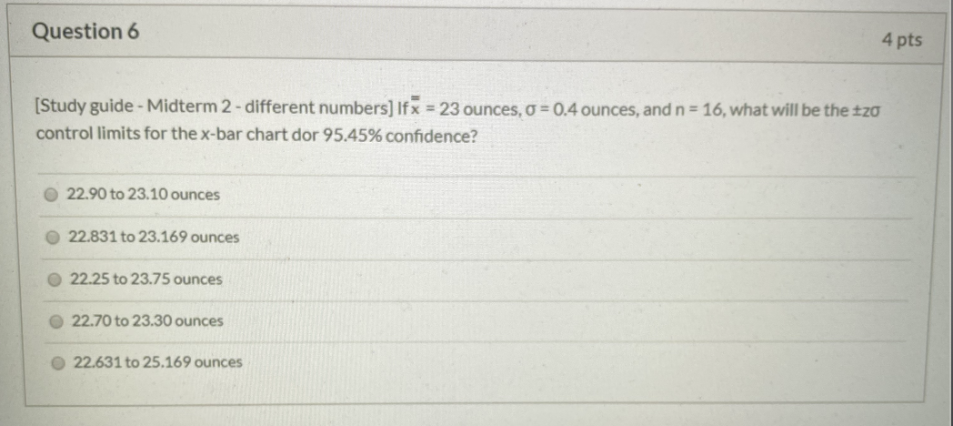 Question 6 4 pts [Study guide - Midterm 2 -