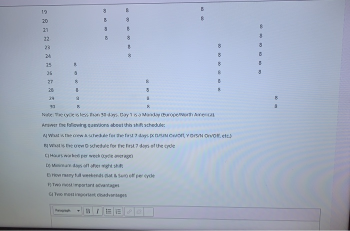 DO The table below shows a typical three-shift