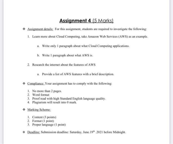 Assignment 4 (5 Marks) Assignment details. For