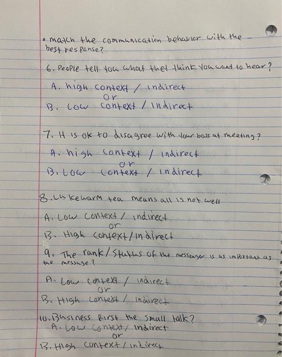 can you answer the questions match the