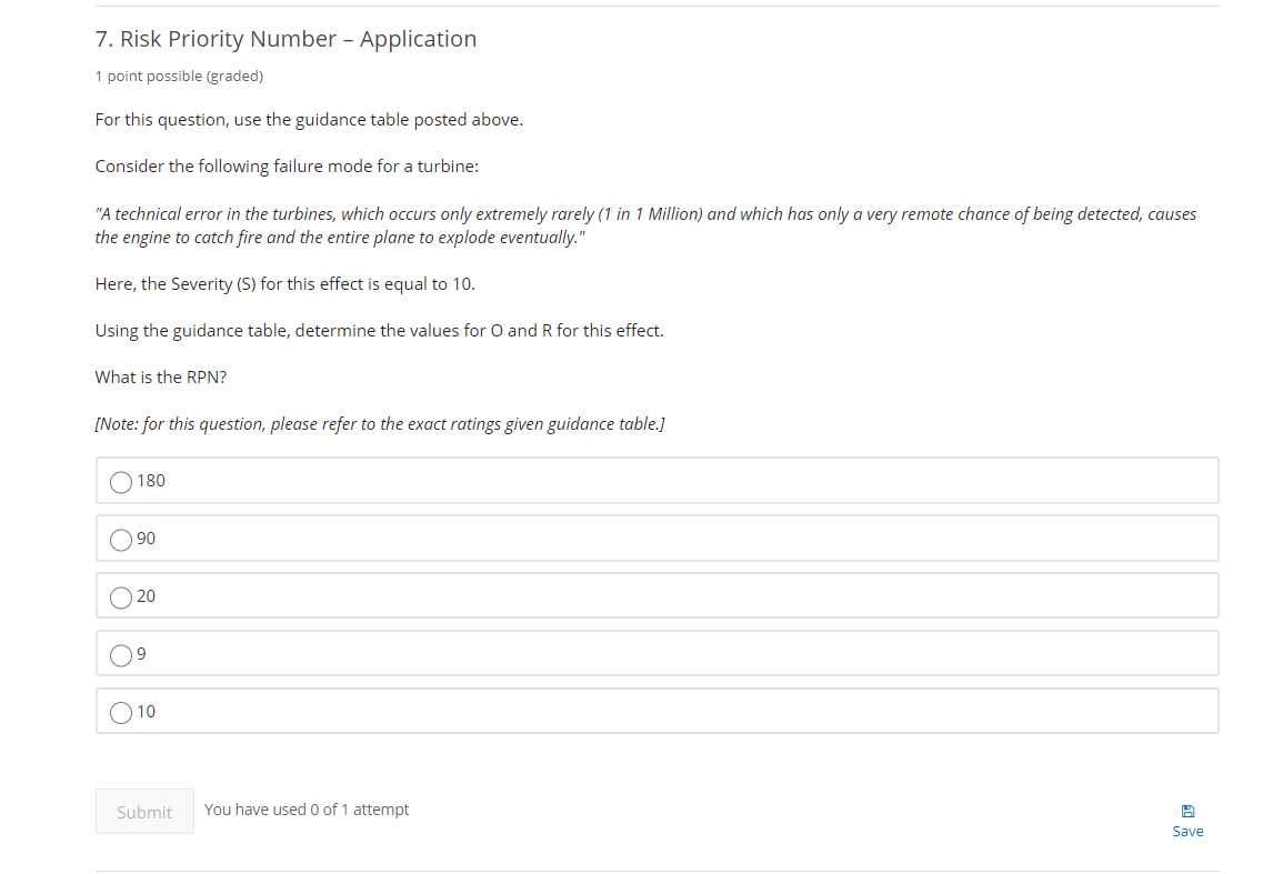 7. Risk Priority Number - Application 1 point