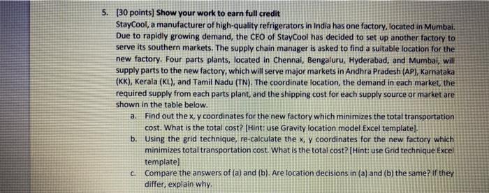 please answer a and b in that order 5. (30