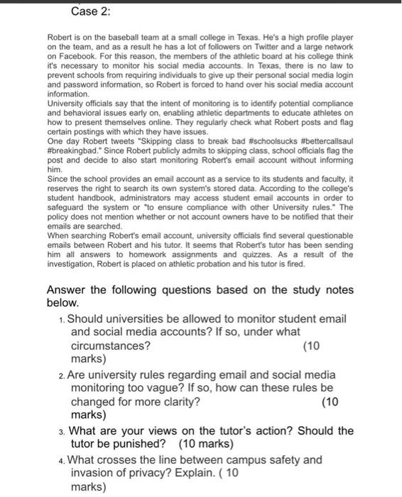 Case 2: Robert is on the baseball team at a small