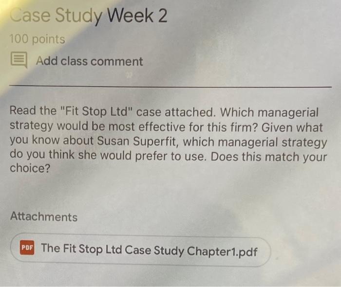 Read the "Fit Stop Ltd" case attached. Which