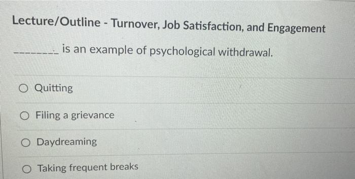 Lecture/Outline - Turnover, Job Satisfaction, and