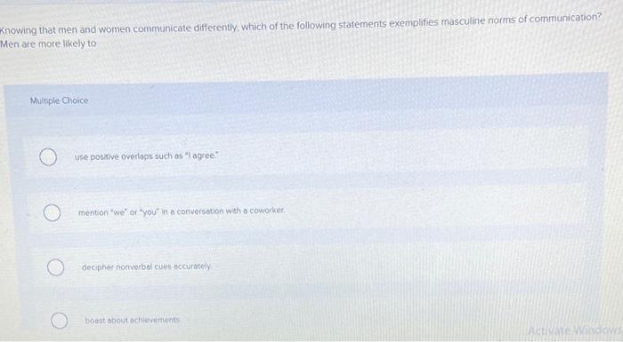 Knowing that men and women communicate