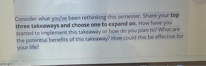 Consider what you've been rethinking this