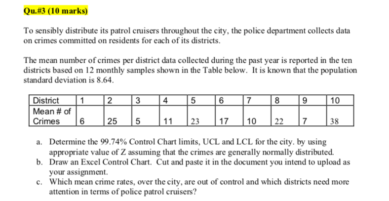 Qu.#3 (10 marks) To sensibly distribute its