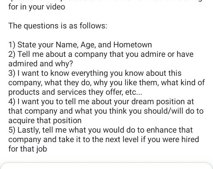 for in your video The questions is as follows: 1)