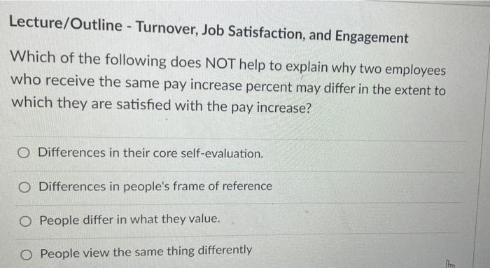 Lecture/Outline - Turnover, Job Satisfaction, and