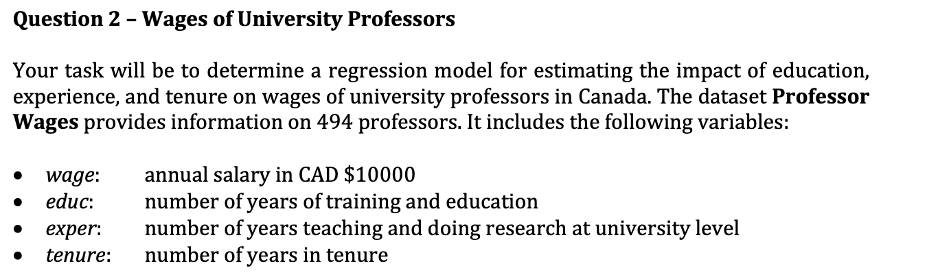 PLEASE ANSWER F,G,H ONLY obs wage educ exper
